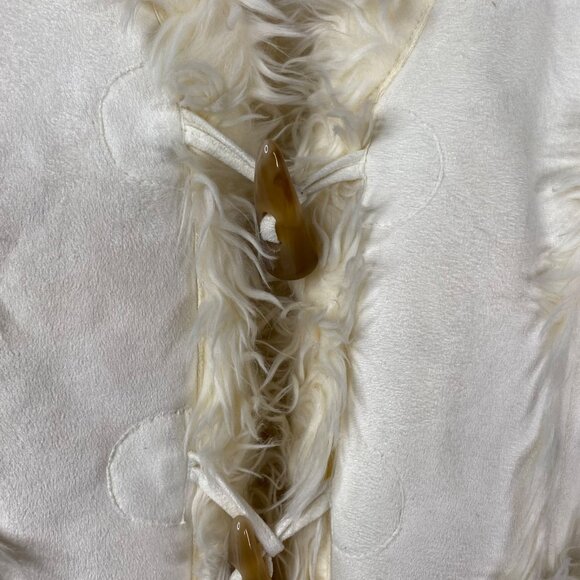 Rave Faux Suede Fur Lined 90's Y2K Festival Toggle Button Vest White Size S - Picture 7 of 14